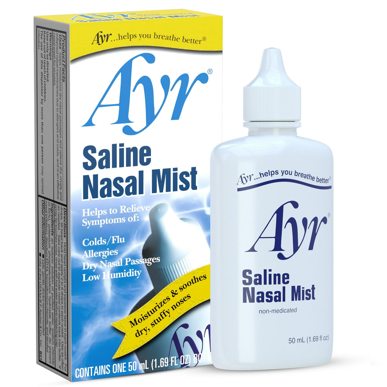 Ayr Saline Non-Medicated Nasal Mist, Alcohol Free - 1.69 Oz(50 Ml)